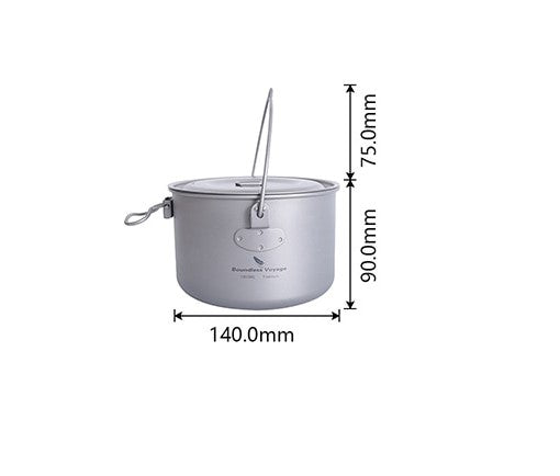 Titankjele 1300 ml (1.3 L) med hengebøyle Kun 167 gram