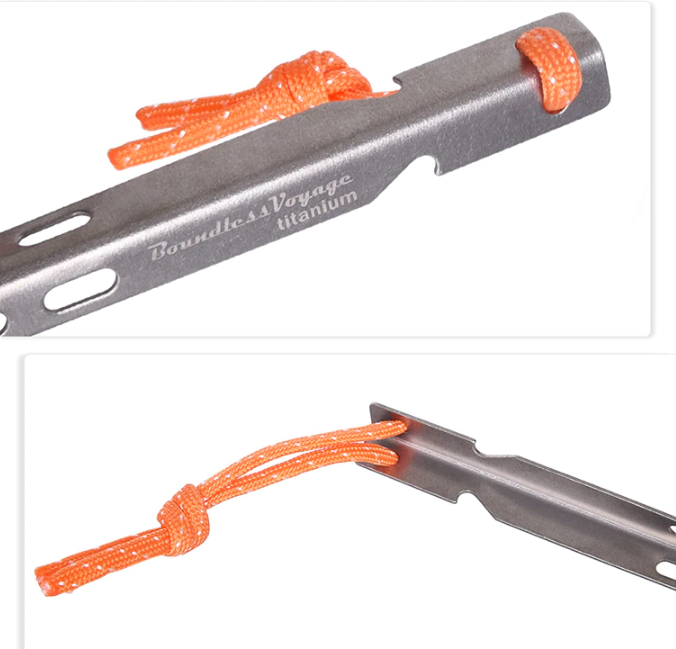 8 stk Titanium telt/tarp-plugger 16 cm lengde, totalvekt kun 97 gram